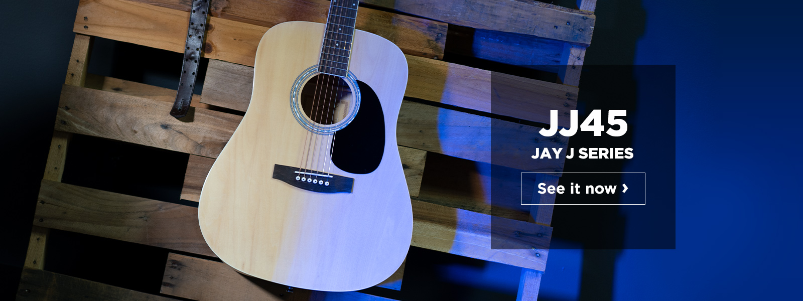 Natural finish body of the Jay Turser JJ45 acoustic guitar